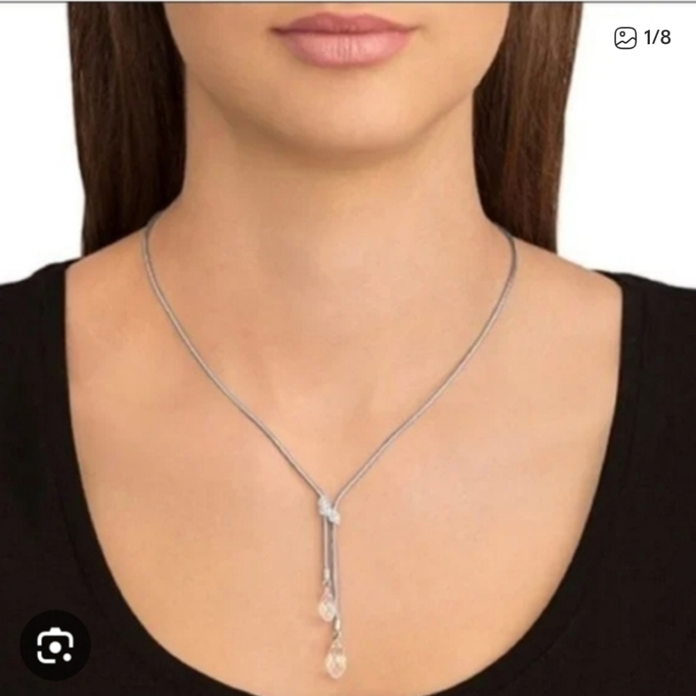 Swarovski Gillian Y Necklace Silver Tone Rhodium Plated- Excellent Condition